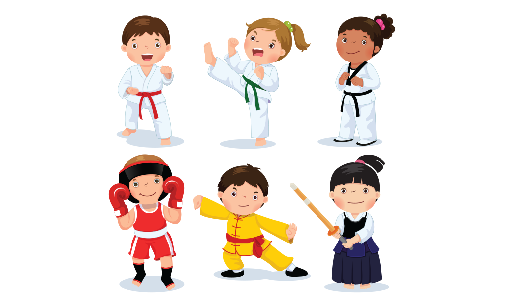 אומנויות הלחימה הפופולריות ביותר לילדים הן קראטה, ג'ודו, טקוואנדו, ג'יו-ג'יטסו וקונג פו.
